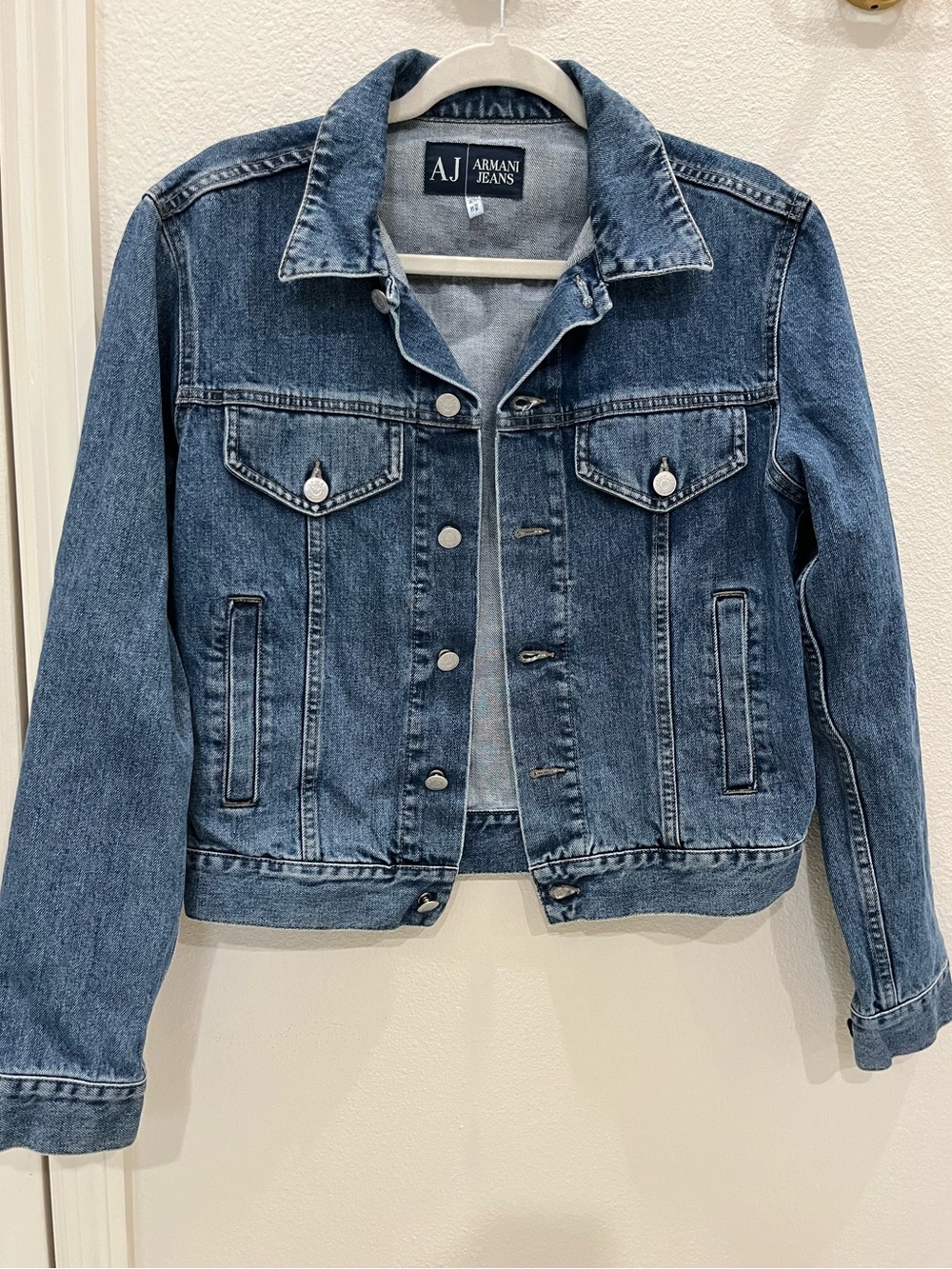 Vintage Armani Jeans Classic Medium Blue Denim Jacket small
